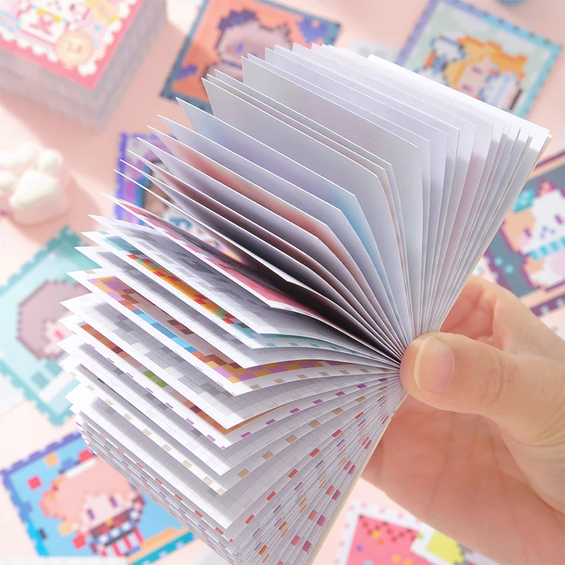 50Sheets Pixel Coloring Sticker Book Adorable Pets Theme Stress Relief Game for Scrapbooking Journaling Phone Case DIY Craft Qme