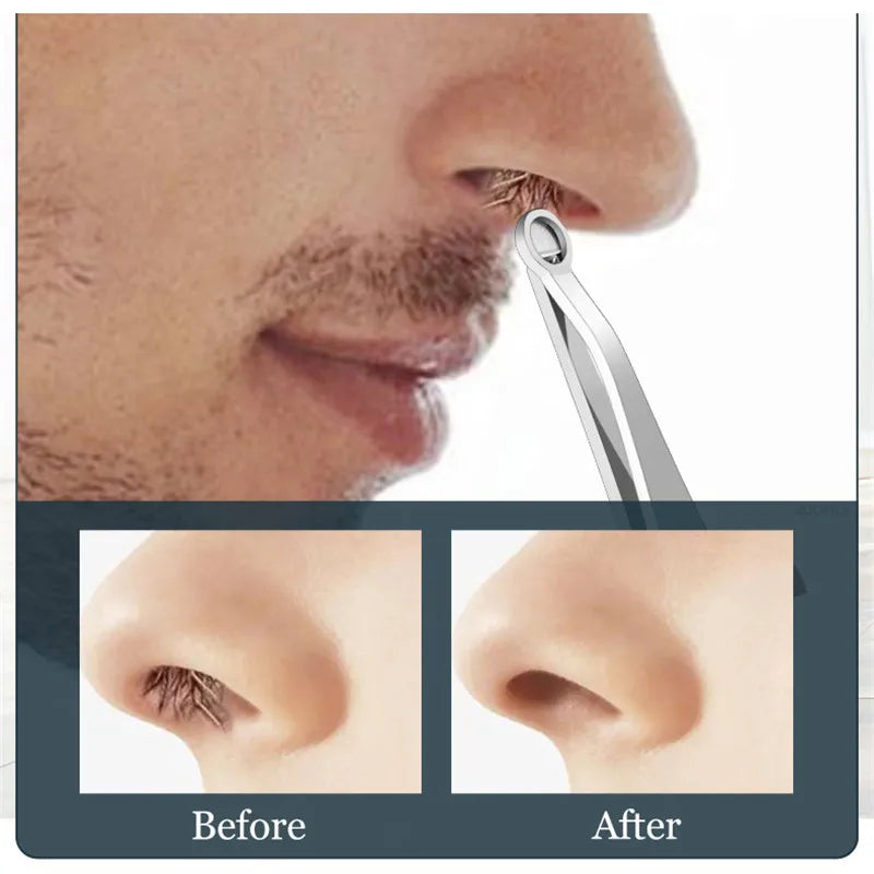 Stainless Steel Nose Hair Trimming Tweezers Round Tip Nose Hair Removal Trimming Tweezer Nose Trimmer Eyebrow Nose Hair Tweezers Qme