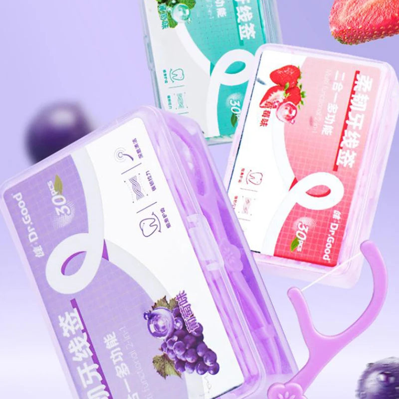 Box Fruit-flavored Dental Floss Stick Portable Smooth Interdental Qme