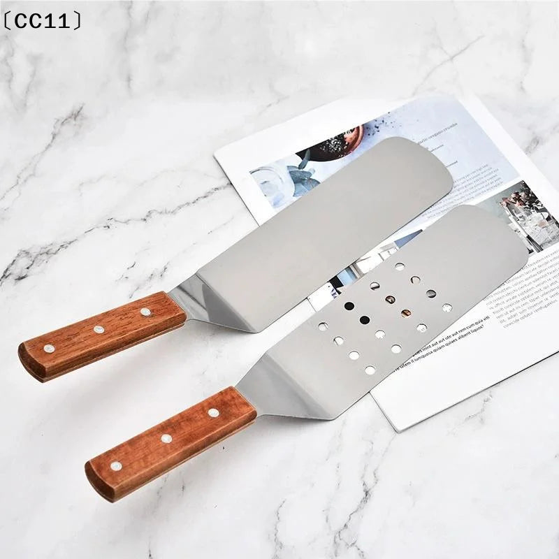 Stainless Steel Spatula Grill Scraper Non Stick Durable Barbecue Qme