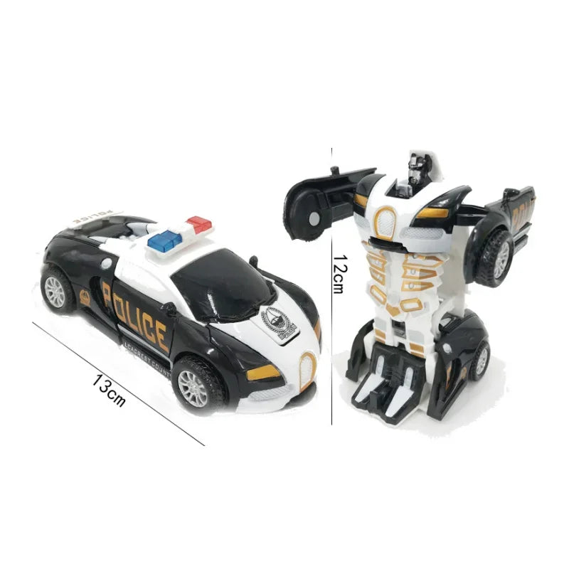 One-key Automatic Transform Robot Car Model Toy for Boys Children Plastic Funny Action Figures Deformation Vehicles Car Kid Qme