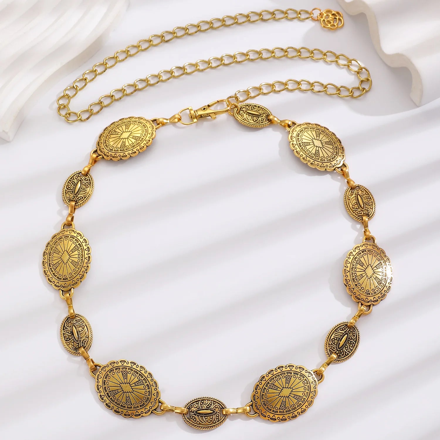Women's Slim Decorative Waist Chain Silver Ethnic Tassel Belt Dresses