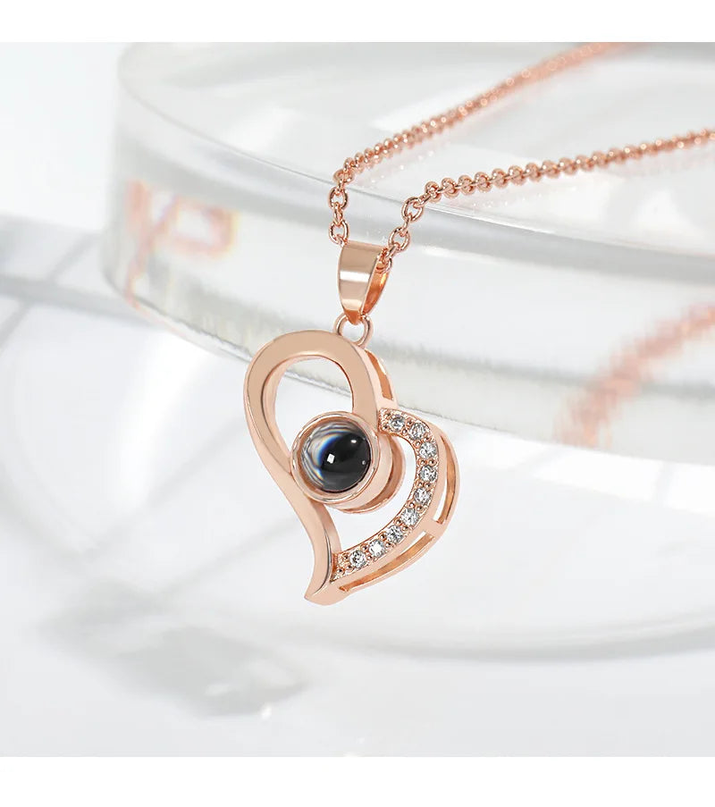 Simple Cutout Heart Collar Necklace Chic Love Designed Neck Pendant Qme Rose Gold