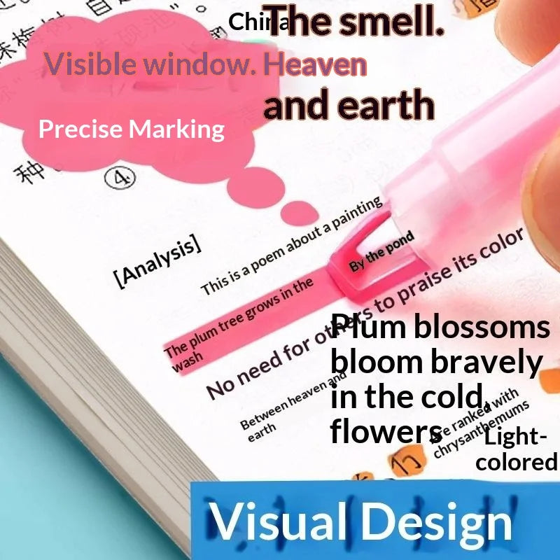 Clear View Highlighter Pens Double Head Soft Light Colors Visible Tip Qme