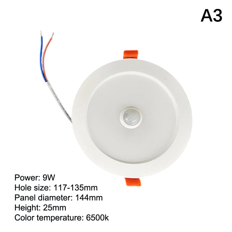 Human Body Motion Sensor Spot LED Downlight Lamparas 220V Ceiling Qme 9W