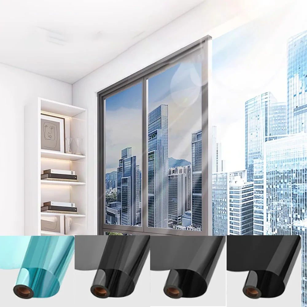 Double Sided Perspective Film Privacy Sunshade UV Resistant Glass Sticker Bedroom Living Room Window Decoration Film Qme