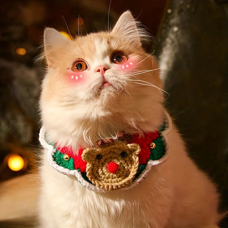 Christmas pet collars, cat scarves, Christmas decorations, bell ties, cute necklaces, woven outfits i Qme