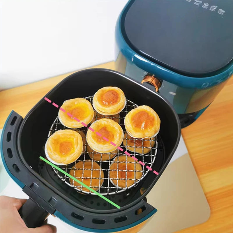 Round Air Fryer Rack With Legs Stackable Grid Grilling Rack Stainless Steel Anti-corrosion For Home Kitchen Oven Steamer Cooker Qme