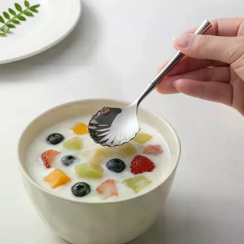 Dessert Stirring Spoon Stainless Steel Seashell Coffee Spoon Unique Design Teaspoon Elegant Afternoon Tea Present Qme