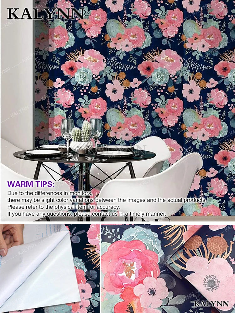 Wood Contact Paper Peel Stick Wallpaper Self Adhesive Removable Qme Watercolor flowers 2 Small size 1mx45cm
