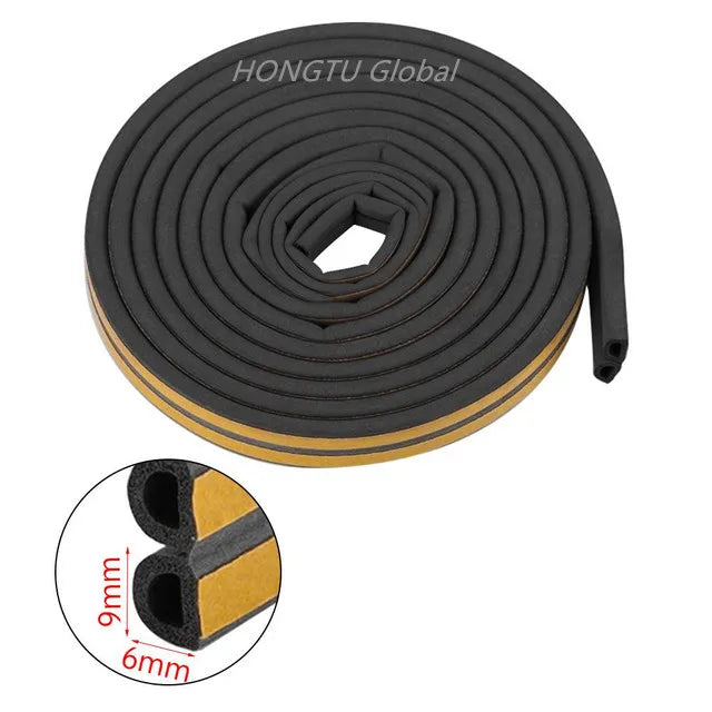 Rubber Foam Window Door Seal Self Adhesive Windproof Tape Door Joint Filler Collision Avoidance Soundproof Sealing Strip Qme black D Type 20 Meter