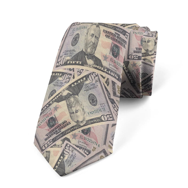 Interesting dollar pattern printing 8 cm wide tie fashion business shirt tie Pascual men's tie tie birthday gift Qme style2