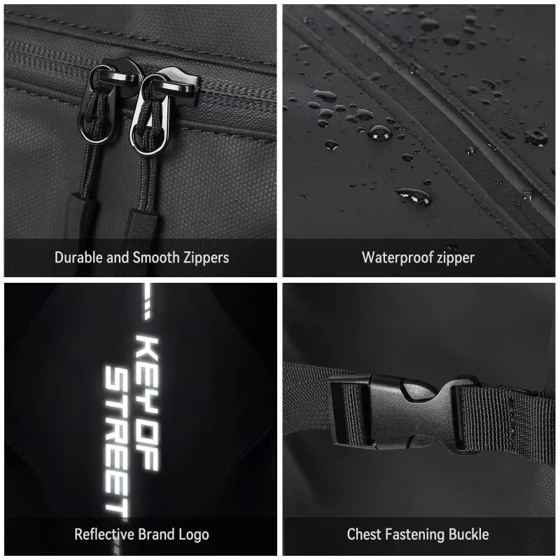 Motorcycle Backpack Waterproof Oxford Fabric Reflective Strips Night Qme