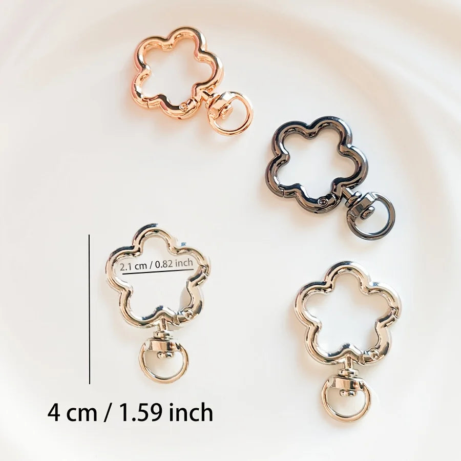 Flower Keychain Clasp Swivel Snap Key Chain Bulk Gold Silver Metal Cute Blossom Spring Snap Lobster Claw Hook For Keyring Craft Qme