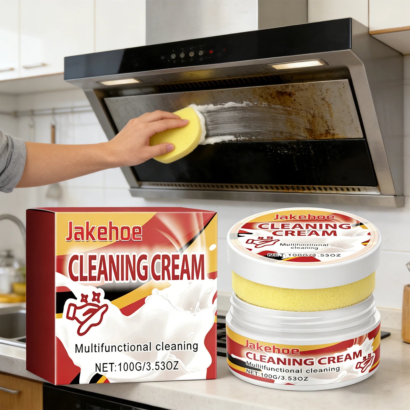Multi Functional Decontamination Cream Easily Decompose Oil Stain and Dirt Eliminate Odor Polishing Stove Kitchen Cleaning Cream Qme
