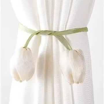 Elegant Adjustable Tulip Curtain Straps Creative Fashion Curtain Tieback Rope Beautifully Designed Homestay Curtain Accessories Qme Beige 1Pcs
