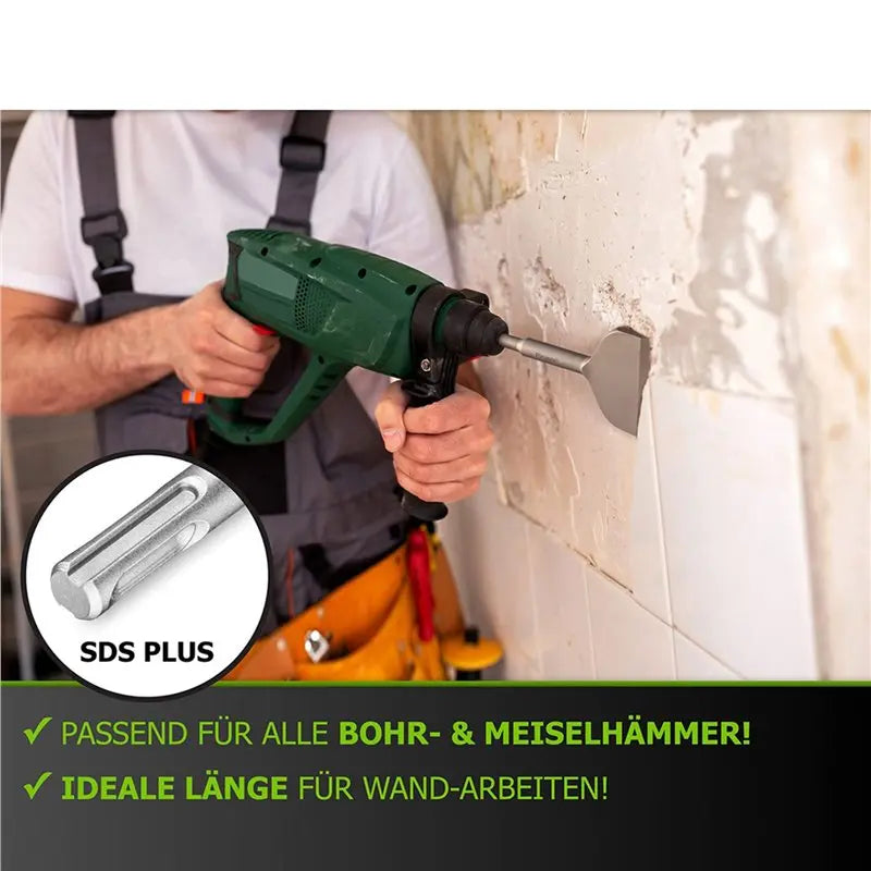 A02F-3X Tile Chisel SDS Plus Chisel- 165X75mm Wide For Hammer, Flat Chisel Angled, 42Crmo Special Steel, Durable, Sharp Qme