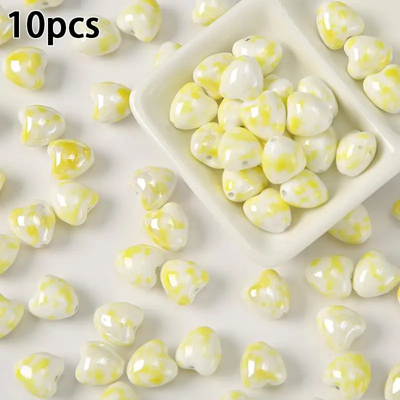 10Pcs Ceramic Loose Beads, DIY Jewelry Making Supplies for Necklaces & Earrings, Ceramic Pendants for Crafting Accessories Qme A7