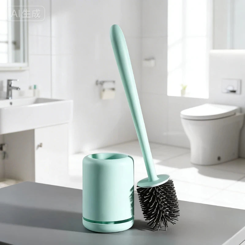 Silicone Toilet Brush, Soft Bristle Bathroom Cleaning Brush, Wall Mounted Quick Drying No Water Accumulation Toilet Cleaner Qme