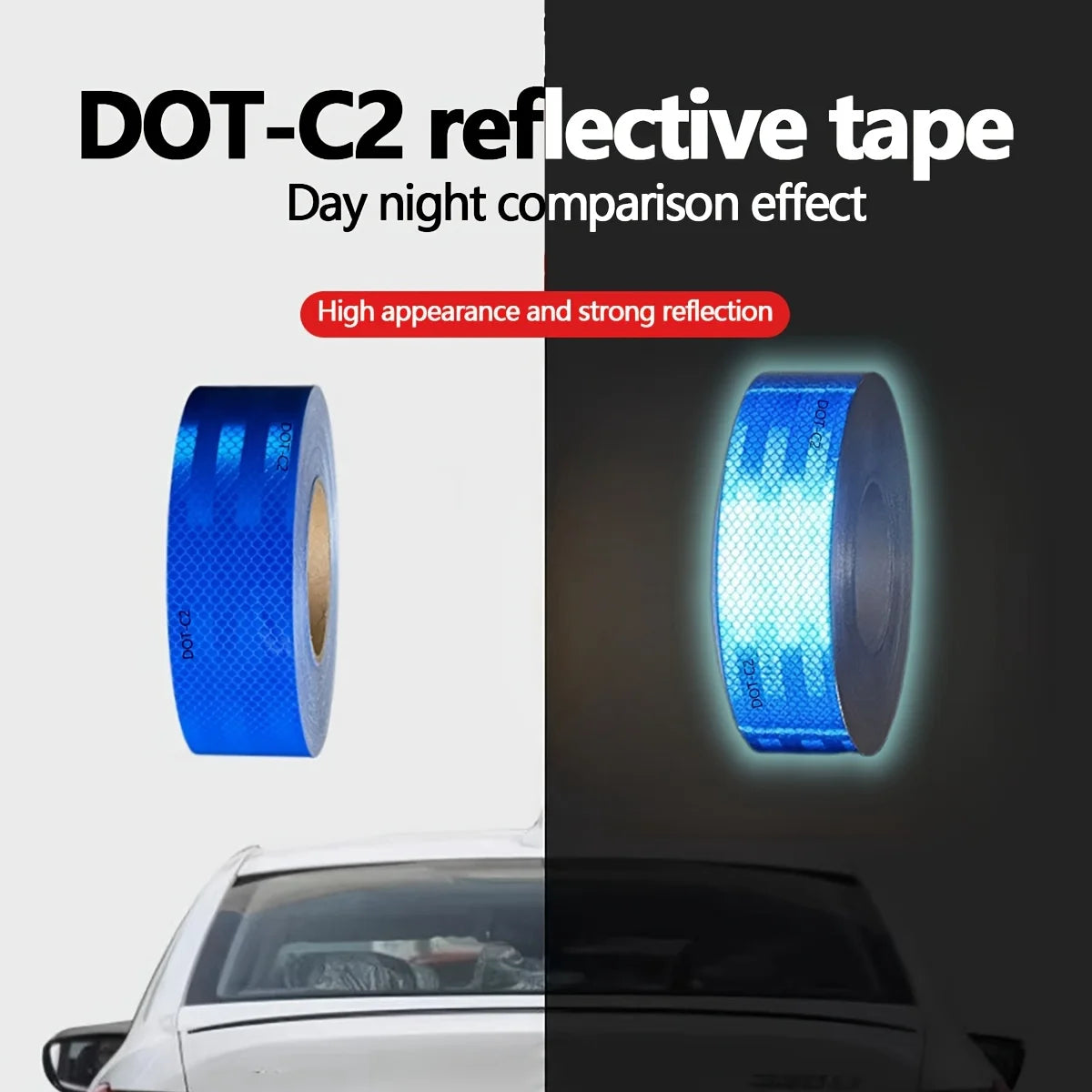 European Standard DOT blue reflective tape, warning safety stickers, floor installation, waterproof, adhesive, for truck, road Qme