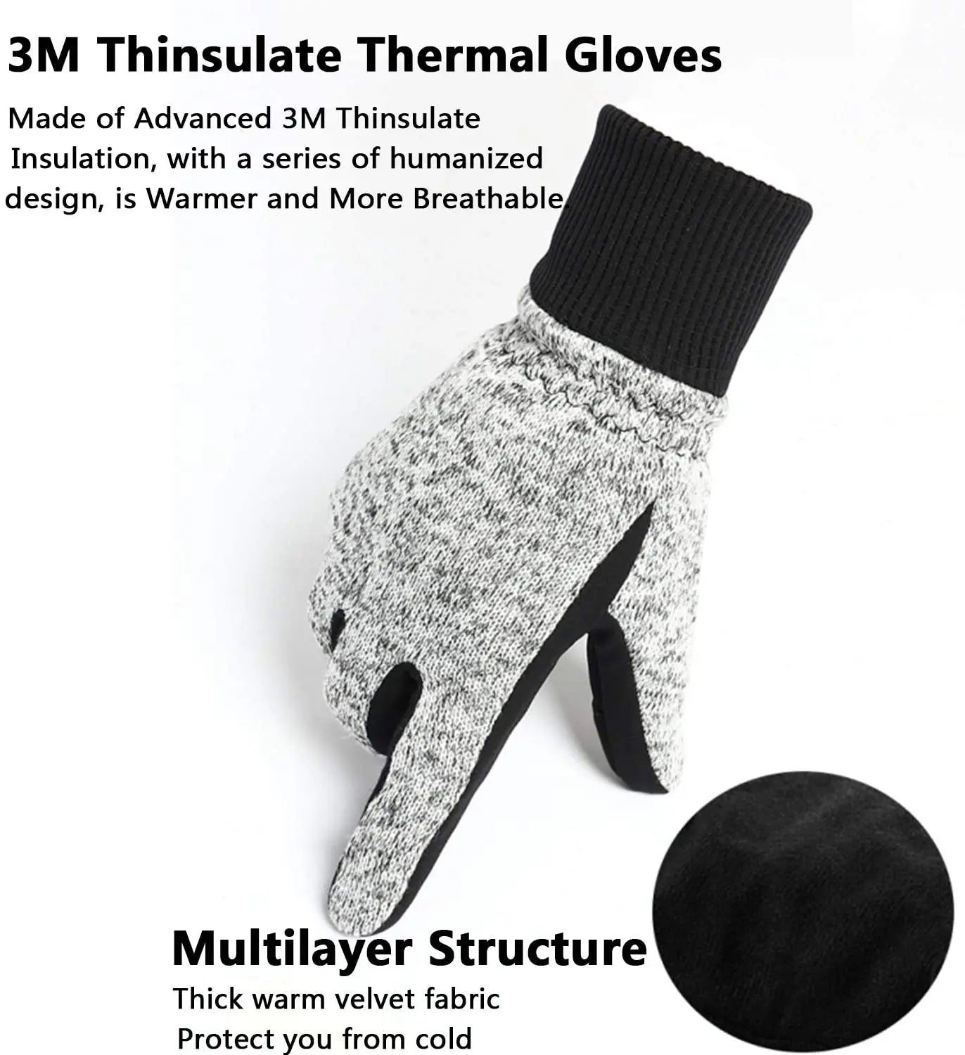 Winter Gloves -20℉ Thinsulate Thermal Gloves Cold Weather Warm Gloves Running Gloves Touchscreen Bike Gloves for Men Women Qme