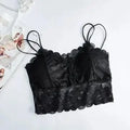 Women Lace Seamless Bras Sexy Wrapped Chest Strap Pad Camisole Qme One Size Black