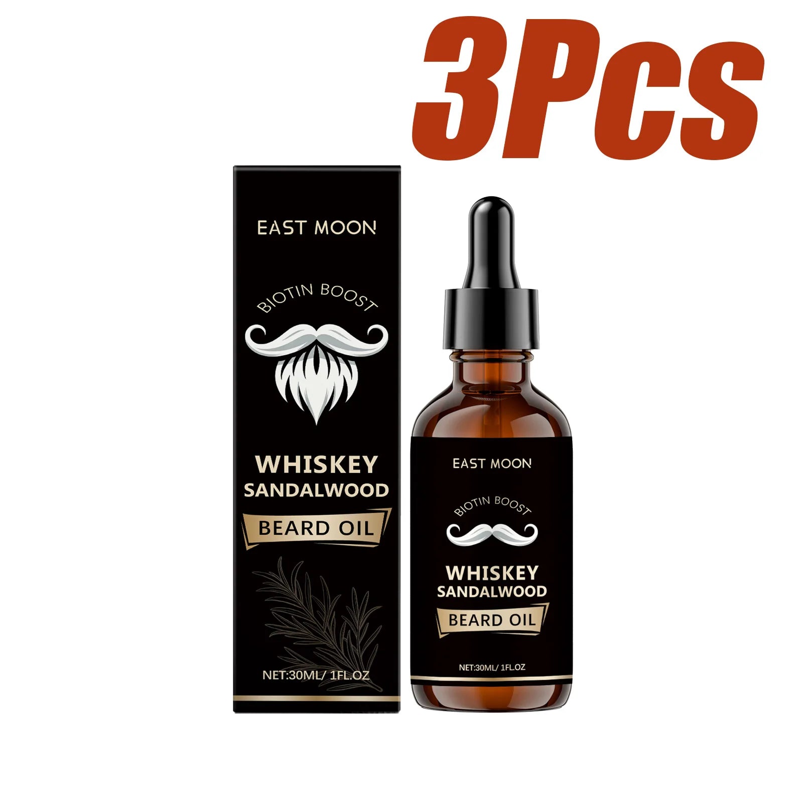 Rosemary Beard Care Essential Oil for Men's Thick Soft Smooth Nutritious Beard Oil Beard CareSoftening Styling Non-Greasy Qme 3 x 30ml Boxed