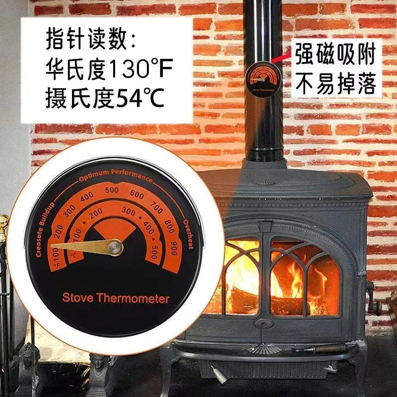 Magnetic Fireplace Fan Stove Thermometer Log Wood Burner Barbecue Qme