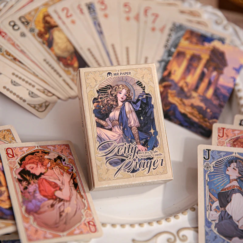 Divine Prayer Series Playing Cards 55 Sheets,Vintage Retro Fashion Theme,Poker Cards for Magic Shows Parties Table Games Gift Qme
