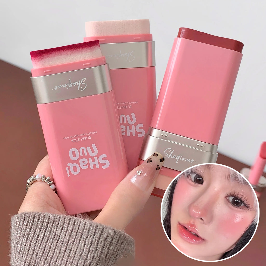 SHAQINUO Large-capacity High Color Rotating Blush Cream Stick 13g Moisturing Natural Long-lasting Waterproof Non-Removing Blush Qme