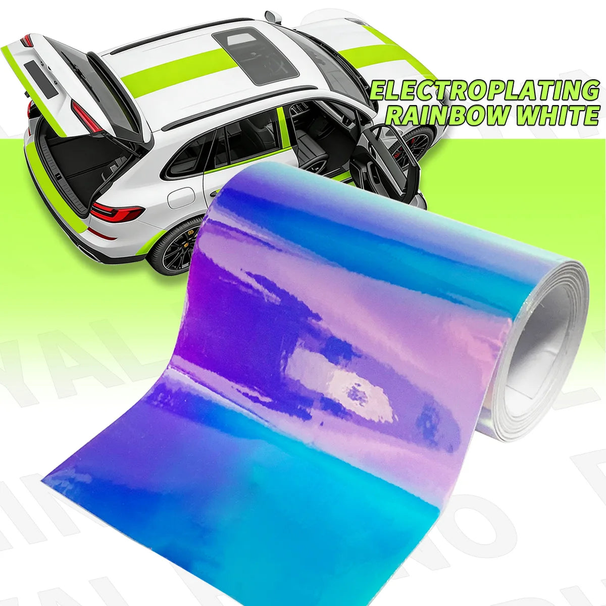 Glossy Colored Vinyl Sticker Self-Adhesive Waterproof White Black Pink Motorcycle Engine Hood Decal Car Design Decoration Qme RAINBOW WHITE 1m 10cm