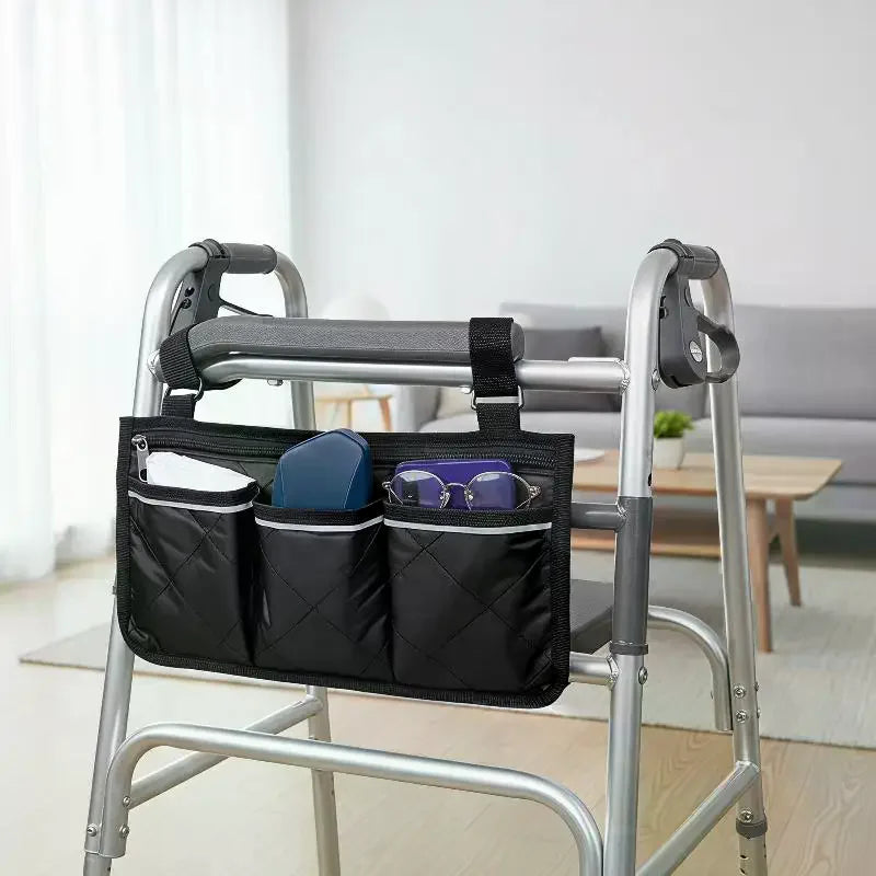 5 Colors Armrest Storage Bag for Wheelchair, Multi-Pocket Side Organizer with Zipper, Stylish & Practical Qme