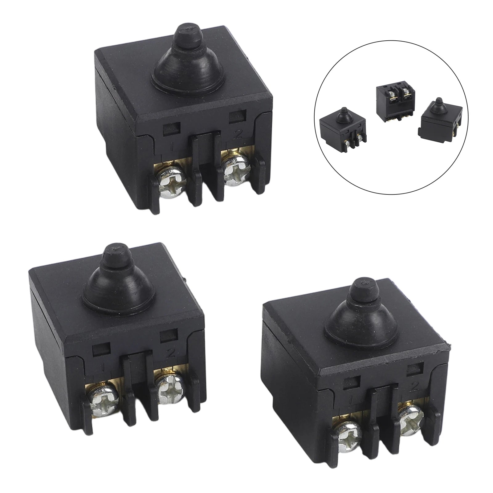 3Pieces Replacement Push Button Switch For For Bosch For GWS6100 Angle Grinder Polisher Compatible Switch Parts For Power Tool Qme Default Title