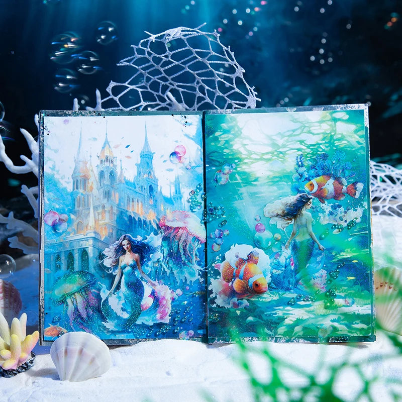 5pcs/pack PET Blue Ocean landscape Stickers Aesthetics Stationery DIY Scrapbooking Materials Collage Junk Journal Decor Stickers Qme