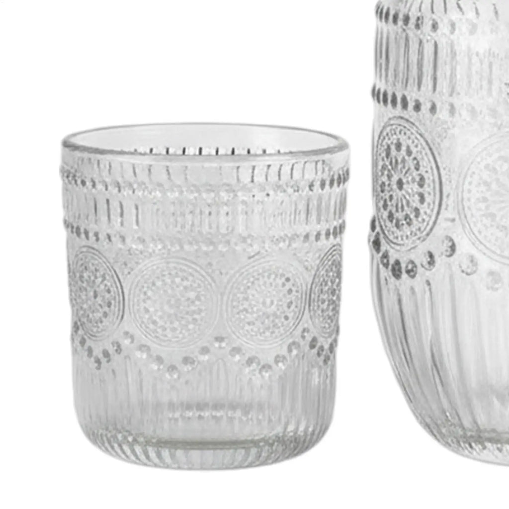 Bedside Carafe and Glass Set Snowflake Design Elegant Pitcher Glass Carafe for Tea Coffee Milk Juice Drink Tea Coffee Milk Juice Qme
