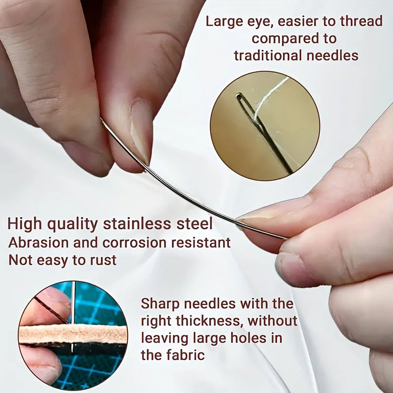 Big Eyed Steel Sewing Needle Set, Sewing Tool Set, Stainless Steel Handmade Sewing Needle, Portable DIY Handmade Craft Set Qme