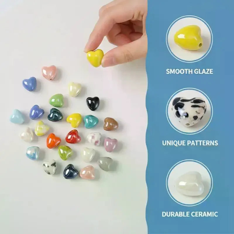10Pcs Ceramic Loose Beads, DIY Jewelry Making Supplies for Necklaces & Earrings, Ceramic Pendants for Crafting Accessories Qme