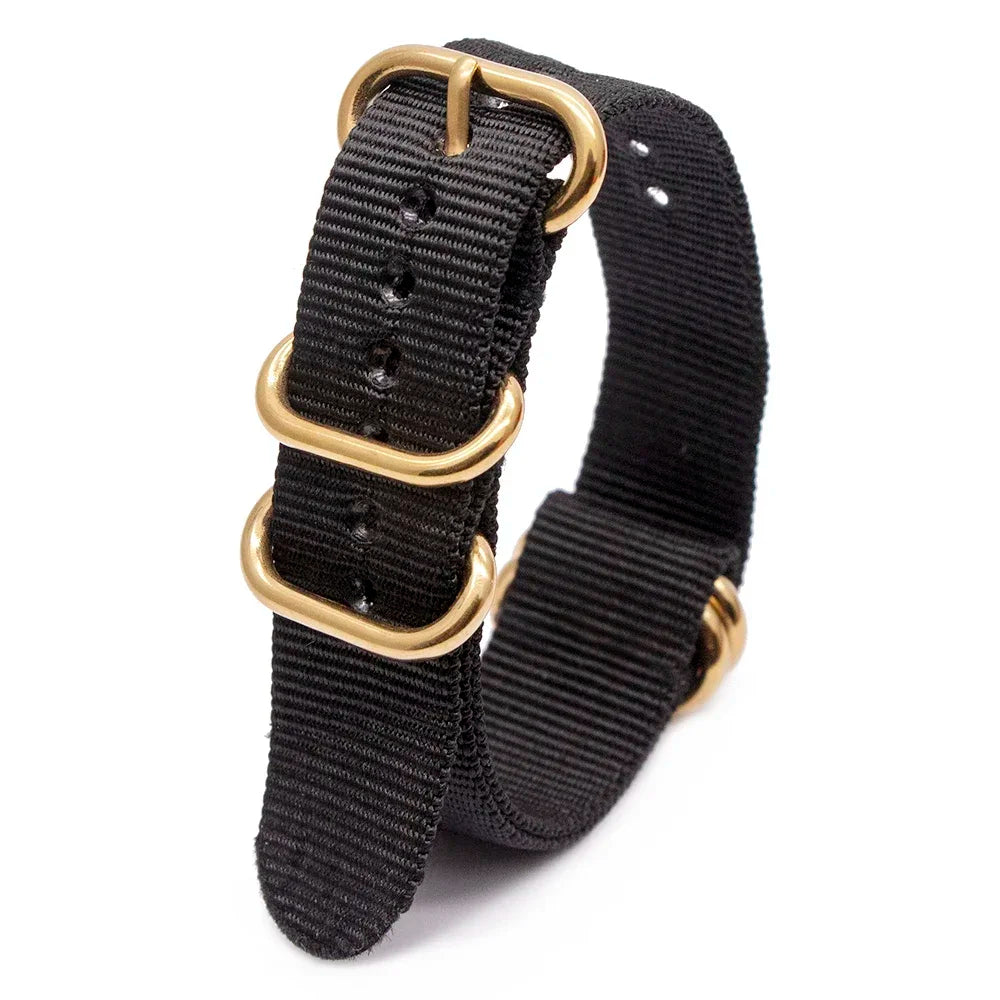 18MM 20MM 22MM 24MM Golden Round Buckle Watch Accessories Hot Fashion Simple Stripe Design Sport Watch Bands Qme Black 18mm
