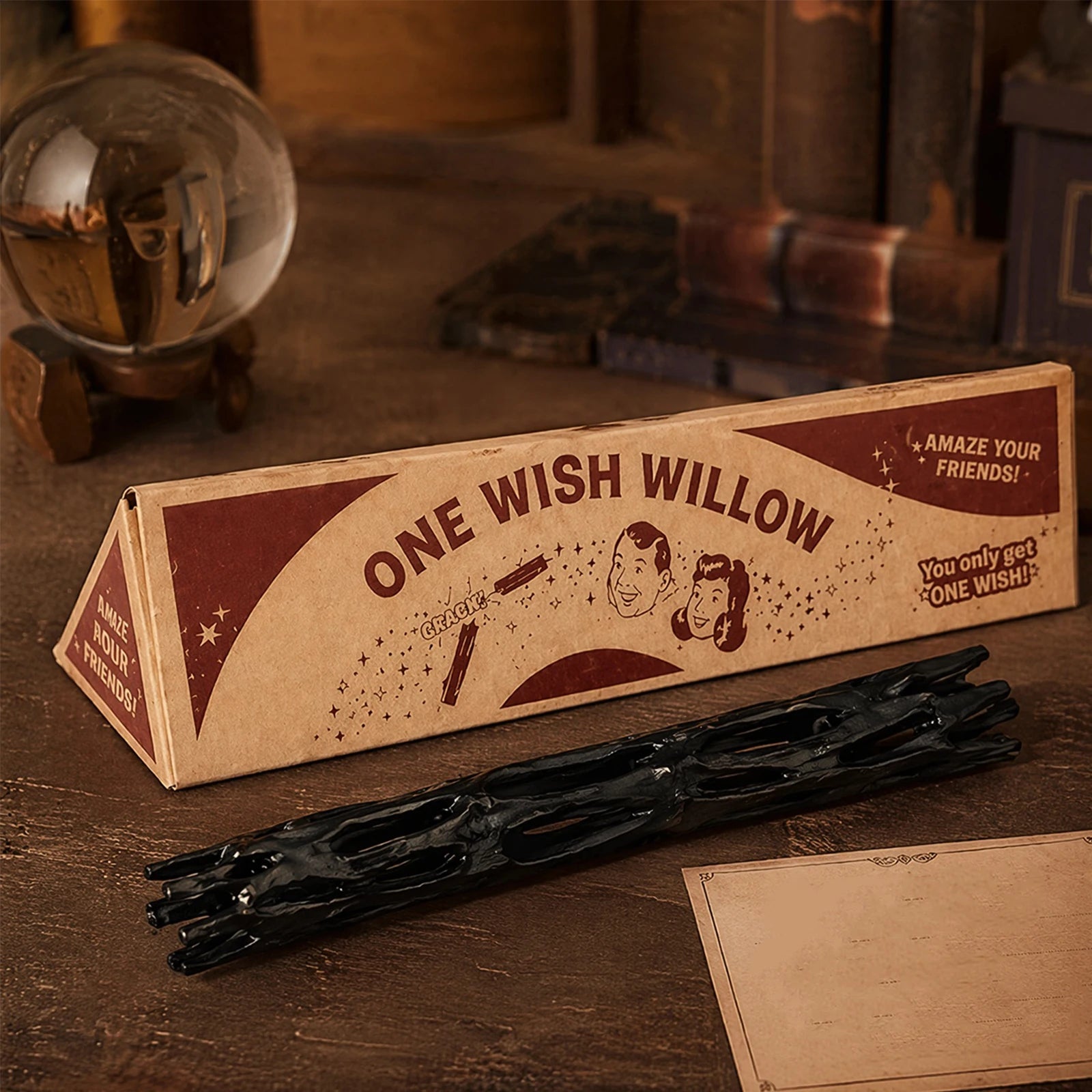 Black Willow Wood Wishing Stick with Box 3D Printing Figurines Breakable Magic Lucky Charm for Spiritual Healing & Good Fortune Qme