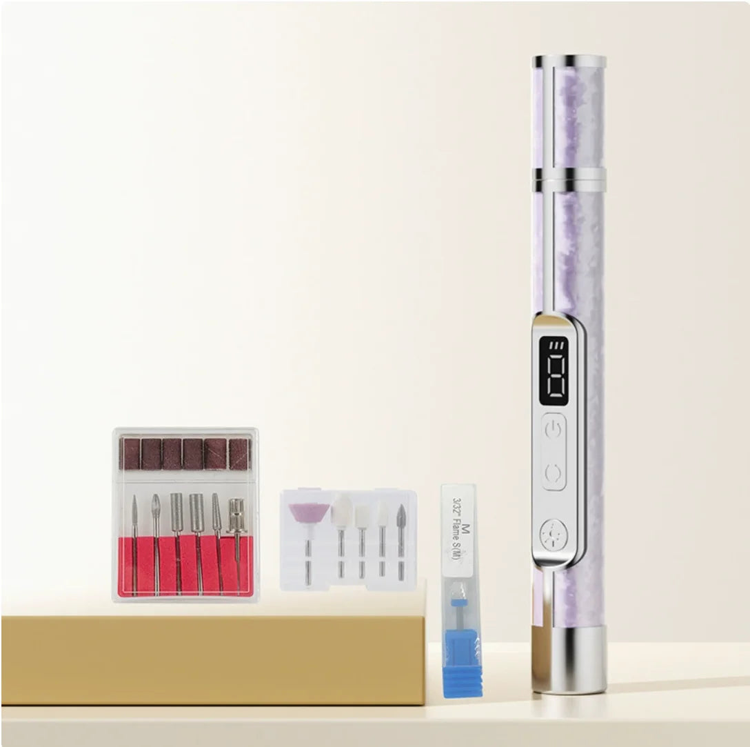 LINMANDA Professional Electric Nail Drill Machine Cordless Rechargeable 3 Speed Portable Efile for Thick Toenails Home Salon Kit Qme PURPLE