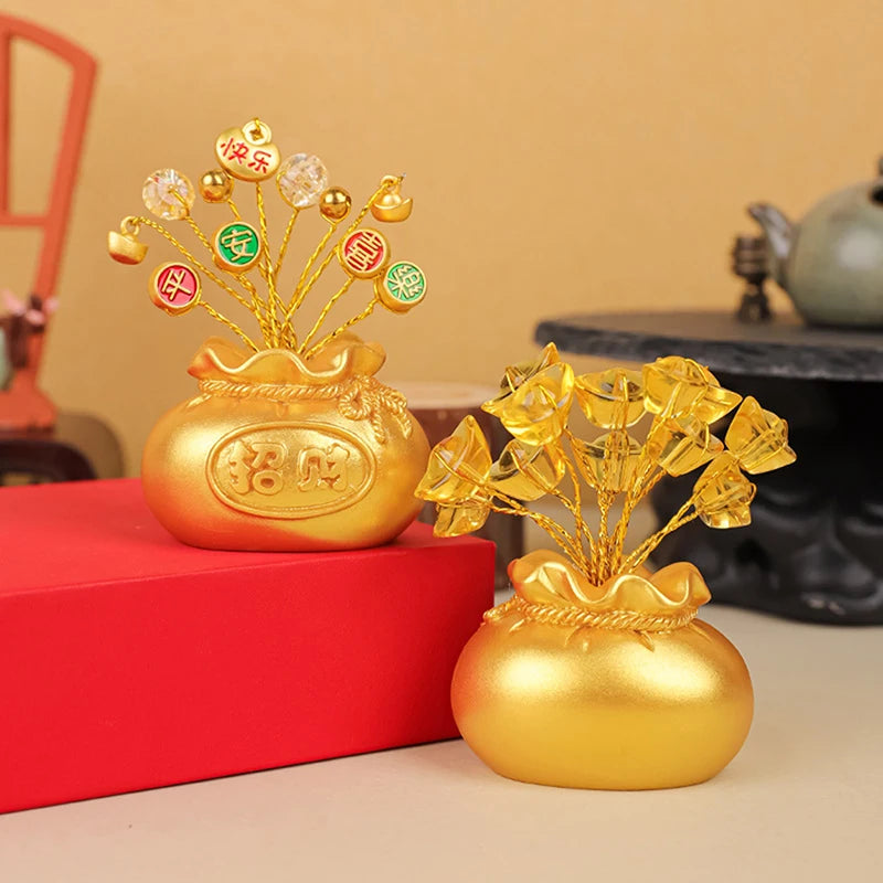 Chinese Year Money Tree God Feng Shui Fa Cai Lucky Fortune Miniature Qme