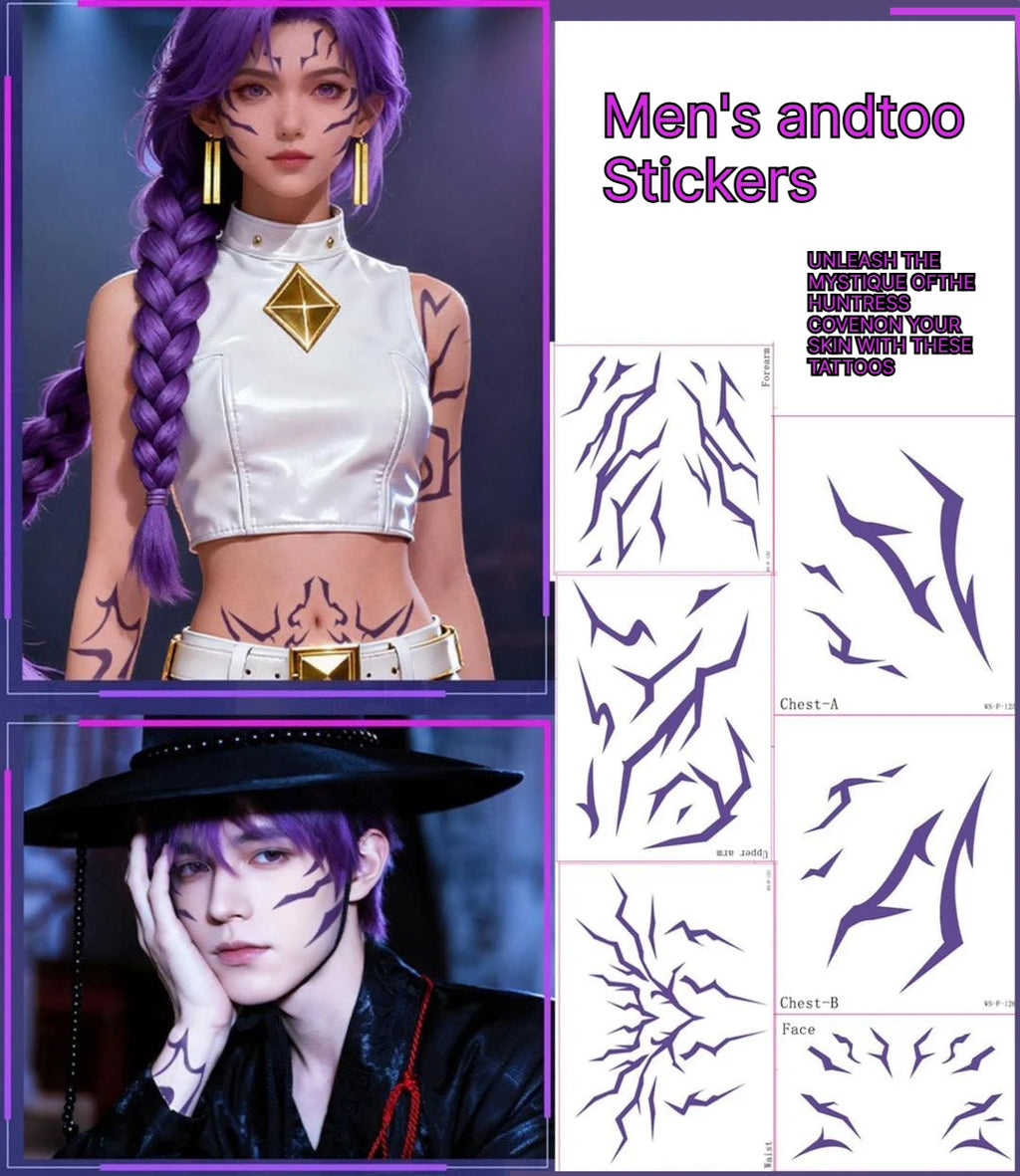 A 8PCS Demon Temporary Tattoo Set Patters Birthday Party Anime Stickers Boys Girl Haloween Cosplay Tattoos Qme