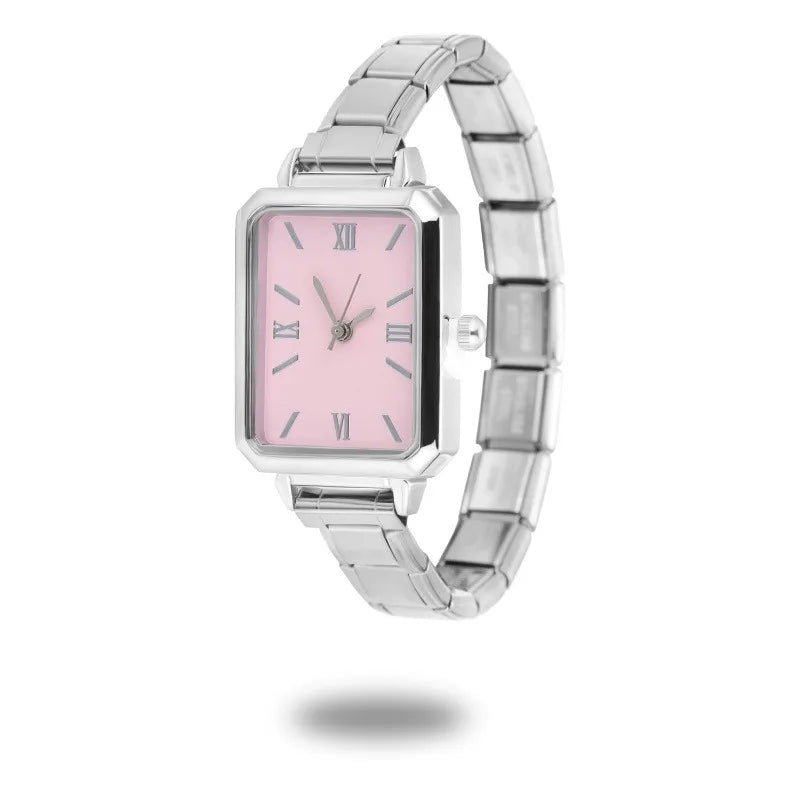 Men Women's Stainless Steel Oval Square Simple Watch Bracelet Bangle