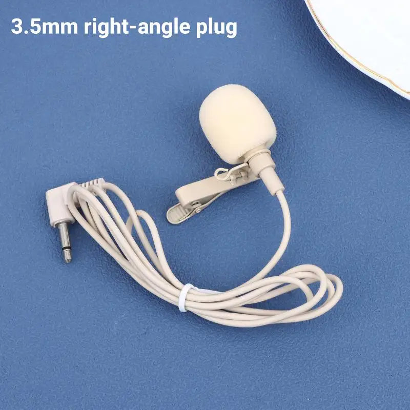 Portable Beige Lapel Clip Mic 80-20KHZ ZL-F1720 Clip-on Microphone Qme 3.5mm right angle