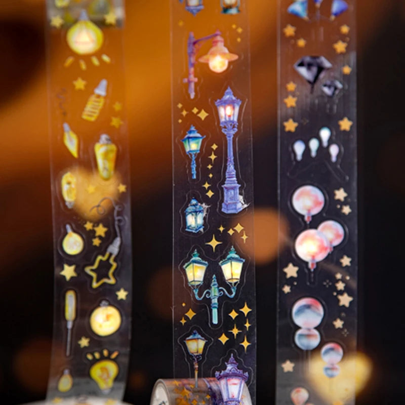 Vintage Healing Light Die-Cut Washi Tape, Ideal for Journal Collage, Gift Wrapping, 3D Greeting Card Making & More Qme