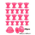 10 Silicone Heatless Hair Rollers Reusable Curlers Women DIY No-heat Qme 20Pcs pink