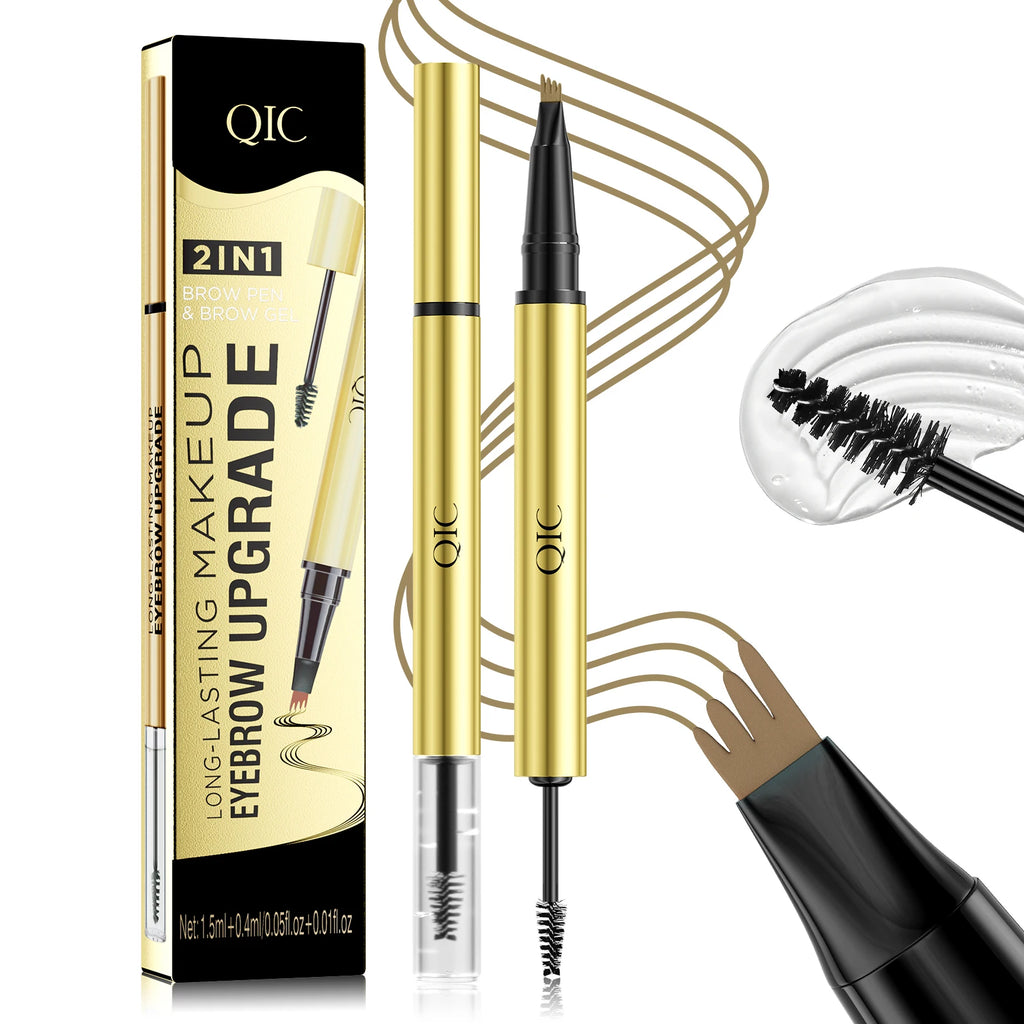 5 Colors 1pc Eyebrow Pen Waterproof 4 Split Tip Eyebrows Pen Eyebrow Tattoo Pen Waterproof Liquid Black Eyebrow Makeup Pencil Qme