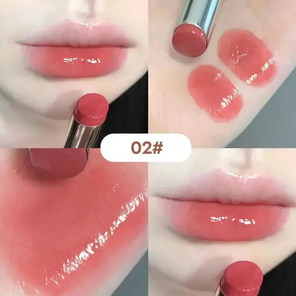 6 Colors Silky Glossy Lipstick Gege Bear Pump Lips Moisture Water Comfortable Ultra Sheen Non-Stick Cup Lip Balm Qme 02