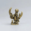 Vintage Brass Moon Witch，Mini Statue Antique Metal Desktop Ornament Gothic Witchcraft Table Decor Halloween Mystical Amulet Gift Qme 1pc