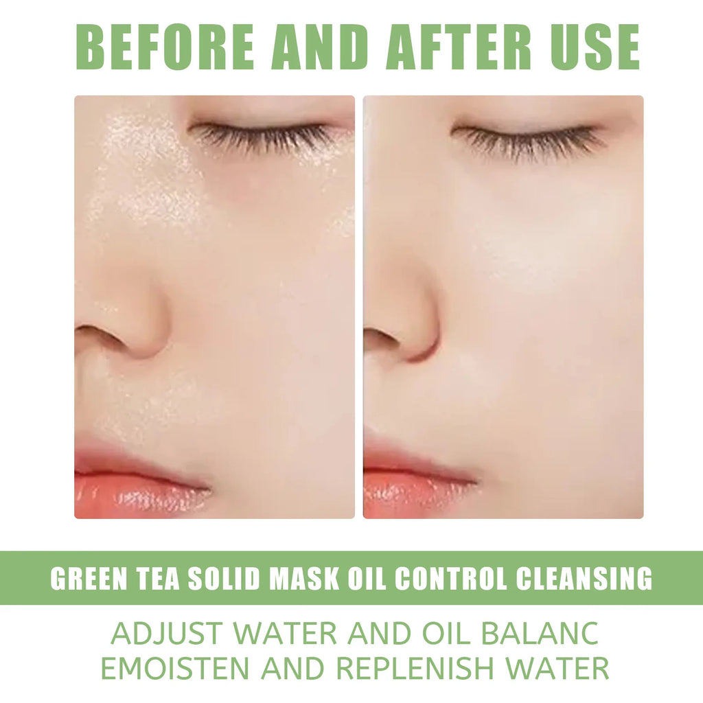 Green Tea Cleansing Solid Face Mask Cleansing Pores Remove Acne Blackhead Oil Control Shrink Pores Brightening Face Skin Care Qme